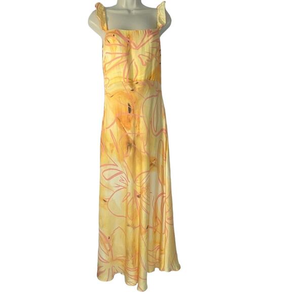 NWOT Collina Strada New York Yellow Ruffle Sleeveless Dress women sz S